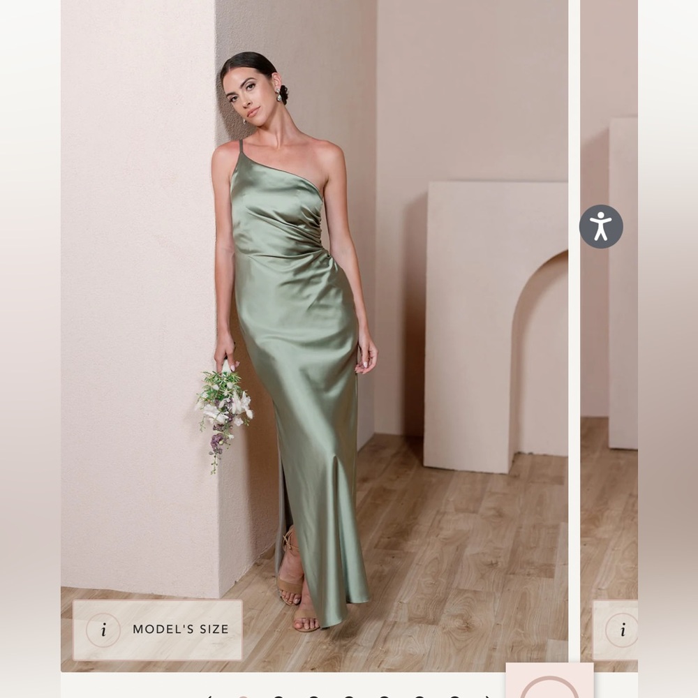 Revelry Jade Satin Silver Sage dress 4